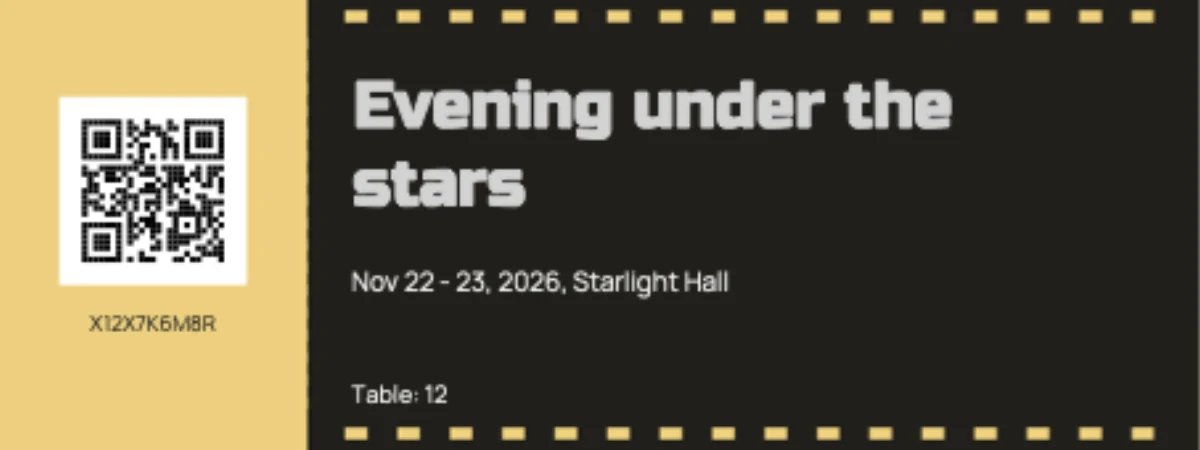Cinema strip with English event and guest details