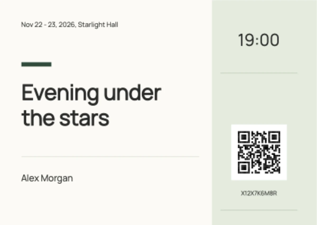 Workshop card with English event and guest details